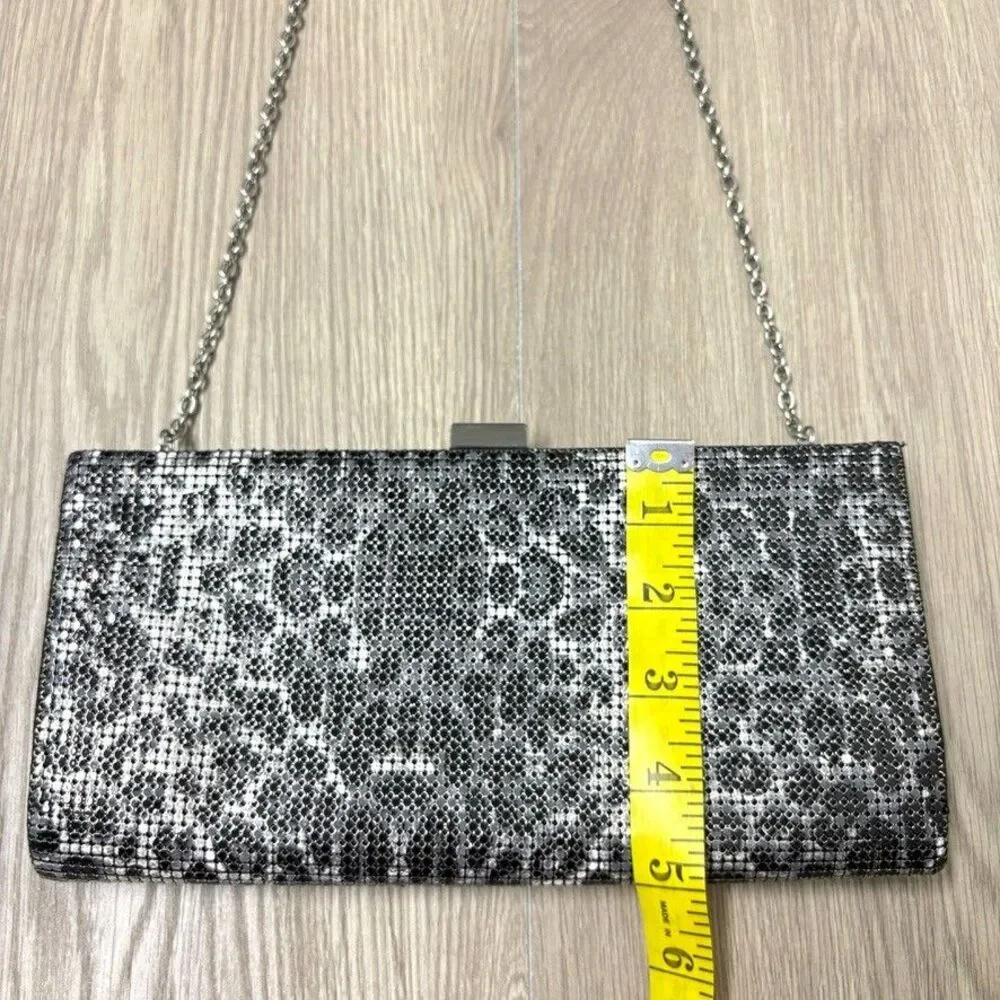 Whiting & Davis Black Silver Mesh Clutch Evening Bag Chain Strap Vintage Glam
